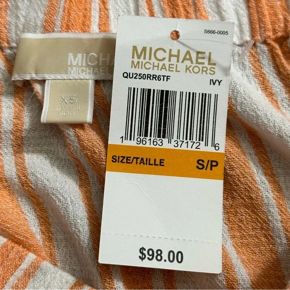 Michael Kors Off-Shoulder Striped Dress XS NWT - Picture 5 of 6